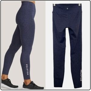 Peloton Leggings Womens Small Navy Blue Leopard Print High Waisted Yoga Pants‎